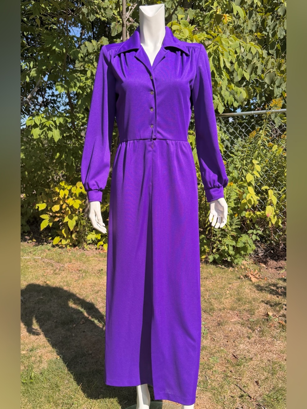 1970s Purple Dress Vintage Pointy Collar ‘Jerry Lurie’ Maxi Hostess Costume